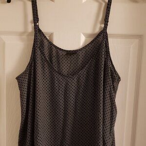 Black and White Dotted Circle Cami Adjustable Strap Camisole Top 3X Worthington